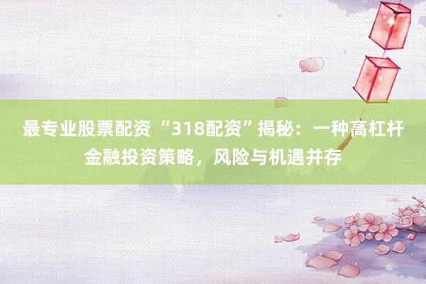 最专业股票配资 “318配资”揭秘：一种高杠杆金融投资策略，风险与机遇并存