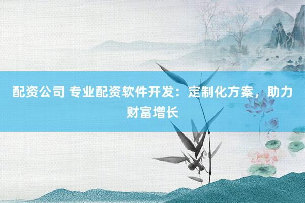 配资公司 专业配资软件开发：定制化方案，助力财富增长