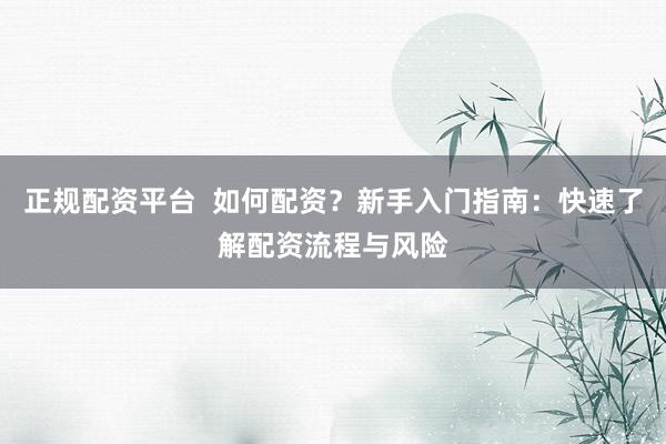 正规配资平台  如何配资？新手入门指南：快速了解配资流程与风险