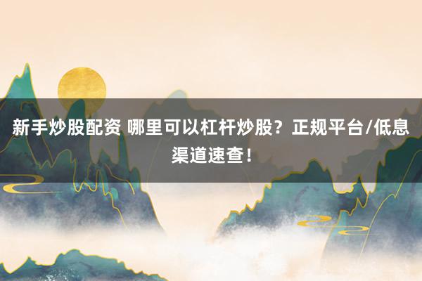 新手炒股配资 哪里可以杠杆炒股？正规平台/低息渠道速查！