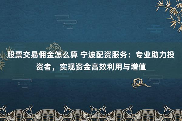 股票交易佣金怎么算 宁波配资服务：专业助力投资者，实现资金高效利用与增值