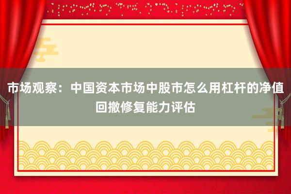 市场观察：中国资本市场中股市怎么用杠杆的净值回撤修复能力评估