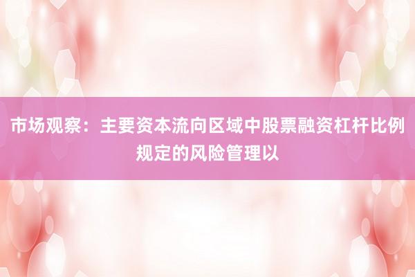 市场观察：主要资本流向区域中股票融资杠杆比例规定的风险管理以