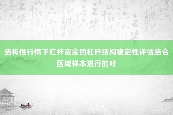 结构性行情下杠杆资金的杠杆结构稳定性评估结合区域样本进行的对
