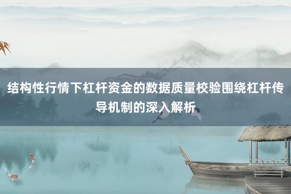 结构性行情下杠杆资金的数据质量校验围绕杠杆传导机制的深入解析