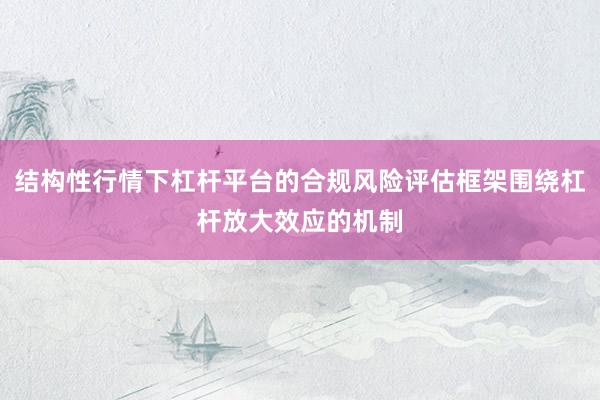结构性行情下杠杆平台的合规风险评估框架围绕杠杆放大效应的机制