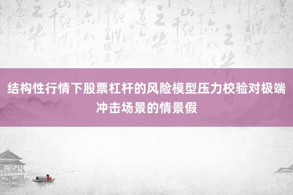 结构性行情下股票杠杆的风险模型压力校验对极端冲击场景的情景假