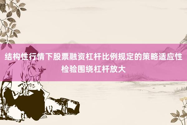 结构性行情下股票融资杠杆比例规定的策略适应性检验围绕杠杆放大